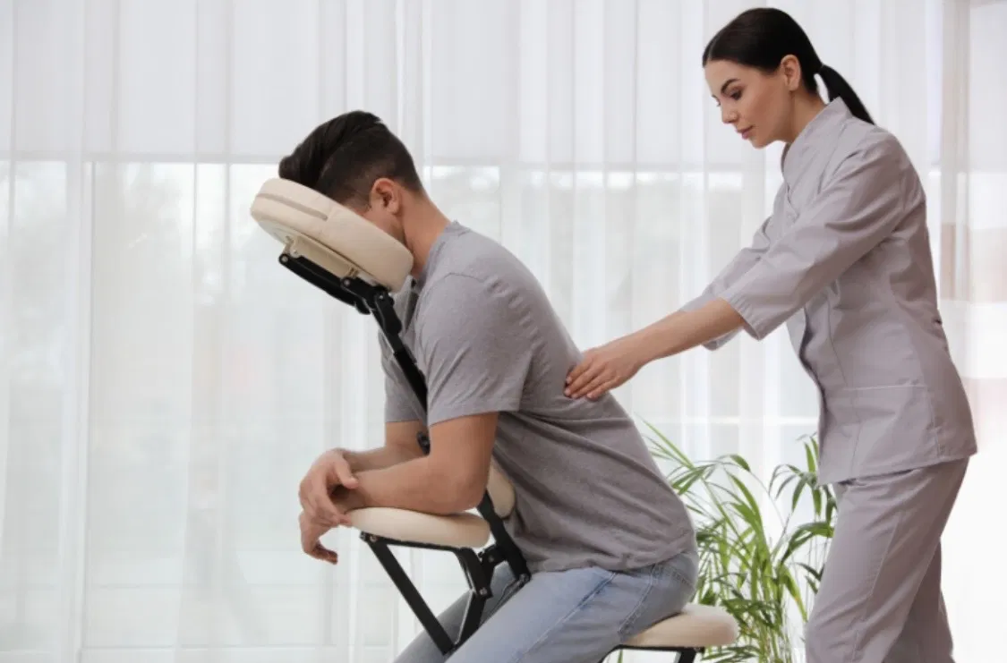 Office chair massage session